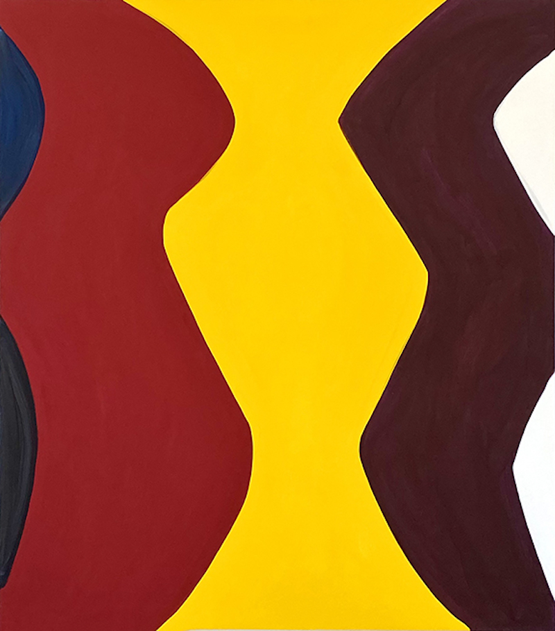 colourful acrylic painting with lines